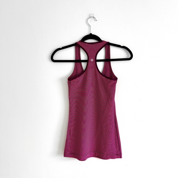 lululemon Cool Racerback Tank Top Purple Pink Stripe for Running Training Size 2 - Picture 6 of 8